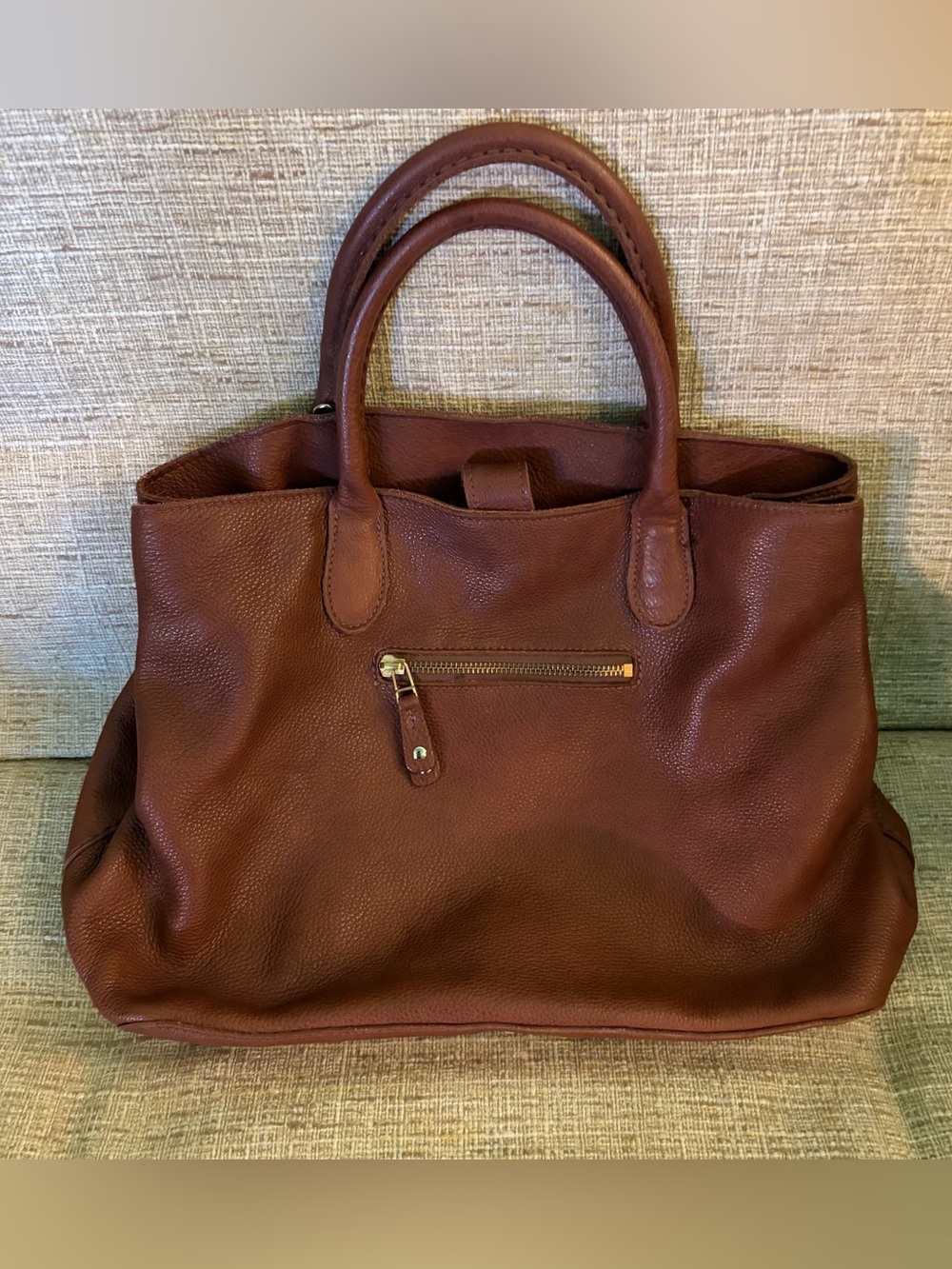 ROOTS Classic Brown Leather Tote Bag